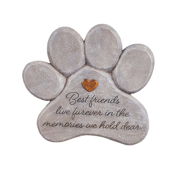 Best Friends' Paw-Shaped Pet Memorial Garden Stone
